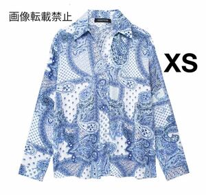 vintage ヴィンテージ レトロ 柄 シャツ ブラウス トップス XSサイズ レディース★ZARA 好きな方に★2024 S/S 春新作 新品未使用★