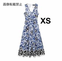 vintage ヴィンテージ レトロ 柄 ノースリーブ ロング ワンピース XSサイズ レディース★ZARA 好きな方に★2024 S/S 春新作 新品未使用★_画像1