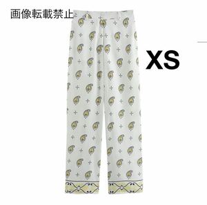 vintage ヴィンテージ レトロ 柄 ロングパンツ ボトムス XSサイズ レディース★ZARA 好きな方に★2024 S/S 春新作 新品未使用★