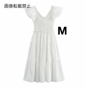 vintage ヴィンテージ レトロ 透かし レース リボン ワンピース Mサイズ レディース★ZARA 好きな方に★2024 S/S 春新作 新品未使用★