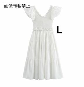 vintage ヴィンテージ レトロ 透かし レース リボン ワンピース Lサイズ レディース★ZARA 好きな方に★2024 S/S 春新作 新品未使用★