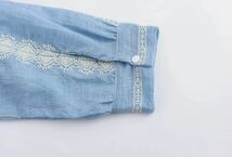 blue vintage ヴィンテージ レトロ 透かし 刺繍 シャツ ブラウス トップス XSサイズ レディース★ZARA 好きな方に★春新作 新品未使用★_画像10