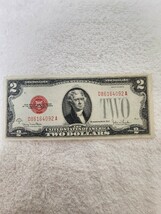 アメリカ　レッドシール　２ドル　１９２８年　旧紙幣　外国紙幣　World Paper Money_画像1