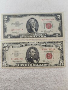 * красный наклейка * America AA талон 1953 год 1963 год 2 доллар 5 долларовая бакнота зарубежный банкноты World paper money
