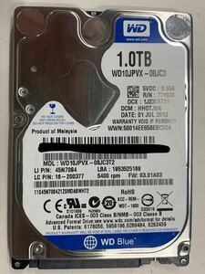 使用時間 1455時間 正常 WDC WD10JPVX-08JC3T2 1000GB 1TB n20240527-12