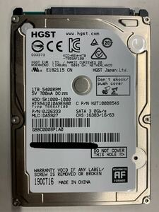 使用時間 5156時間 正常 HGST HTS541010A9E680 1000GB 1TB n20240514-14