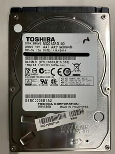 使用時間 6531時間 正常 TOSHIBA MQ01ABD100 1000GB 1TB n20240514-15