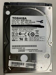 使用時間 994時間 正常 TOSHIBA MQ01ABD100 1000GB 1TB n20240529-6