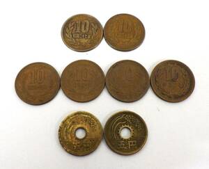 #3395 現行貨幣 ギザ10円玉×2枚（昭和27年/33年） 10円玉×4枚（昭和45年/50年/51年/平成2年） 5円玉×2枚（昭和32年/44年） コレクション