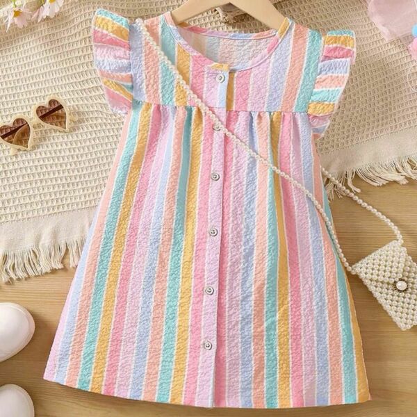 新品 女の子ワンピース 夏服 110〜120 レインボー プリンセス