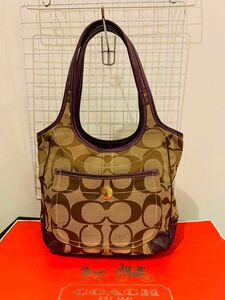 【男女兼用】COACH コーチ シグネチャー　2way トートバッグ ショルダーバッグ レザーキャンパス