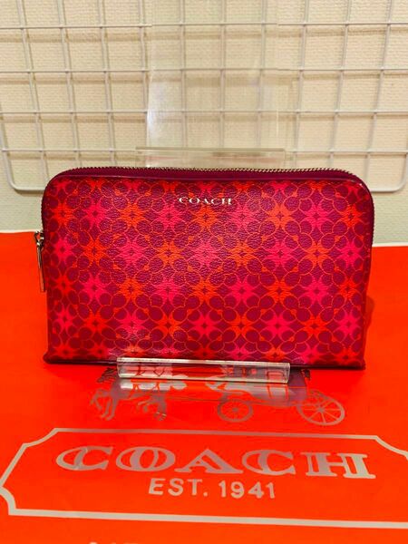 【まあまあ美品】 COACH コーチ シグネチャー　ミニバッグ　ポーチ　PVC