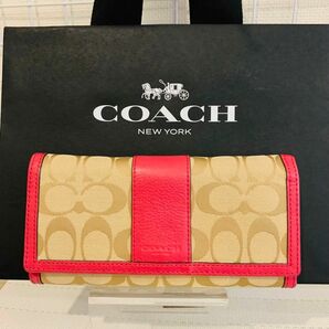 【まあまあ美品】coach コーチ　長財布　財布　シグネチャー 折り財布