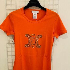 【タグ付き未使用】CELINE セリーヌ　tシャツ　半袖シャツ　レディース　オレンジ　Mサイズ　イタリア製　正規品