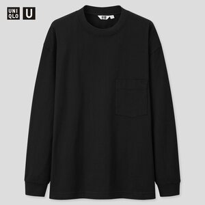 [UNIQLO U] クルーネックT ロンT Tシャツ 美品 黒 M 長袖 スウェット シャツ スーツ ジャージー 名作 UT ユニクロU