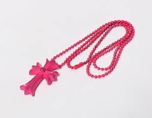 【18956】貴重 クロムハーツ CHROME HEARTS FNO限定 ネックレス ノベルティ CHクロスネックレス ピンク Pink ブランド 人気 非売品