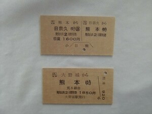 【九】熊本ゆき乗車券。