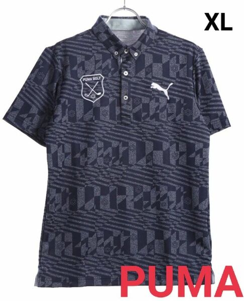 【№646】●プーマ PUMA ポロシャツ 半袖 XL ジオメトリック ゴルフ