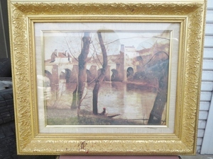 A　時代物　1796-1875　J.B.C. COROT　フランス　マンタの橋　