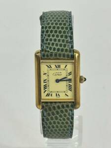 Работал продукт Hermes Hermes Mast Tank Vermeille Watch Quartz Gold Green