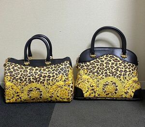  present condition junk VERSACE Gianni Versace Versace Leopard leopard print Boston handbag 
