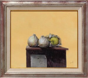 Art hand Auction Guaranteed authentic Jun Inoguchi The Pear in the Bag No. 10 Member of the Free Art Association The presence of 1970s modern art Realism Children's doodles The bittersweetness of Showa retro, Painting, Oil painting, Still life