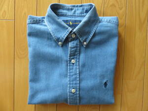 * postage 185 jpy * present tag * domestic regular goods Ralph Lauren short sleeves button down shirt indigo blue M*