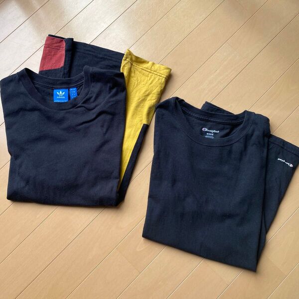 used☆adidas Champion黒半袖Tシャツ2枚セット