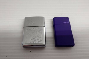 T★1円〜保管品 ZIPPO ジッポー オイルライター 2個まとめ シドニー スリム パープル 着火未確認