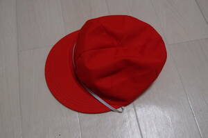 [A-1] elementary school red white hat knitted LL 58cm~60cm embroidery equipped 