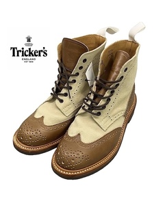 TK 新品近 トリッカーズ Tricker’s 『素敵なライトベージュ×ブラウン色』 カントリーブーツ レザーシューズ