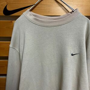 NIKE スウェット トレーナー 刺繍ロゴ ベージュ ビッグシルエット Lサイズ