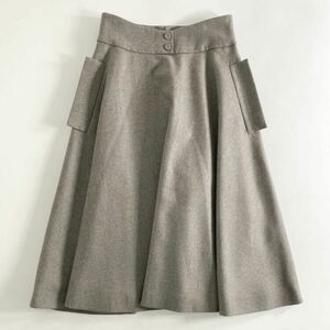 ◯50d14 【美品】 FOXEY フォクシー Riry Flare リリーフレアスカート ひざ丈スカート 37512-ASFI03K 38 チャコール レディース