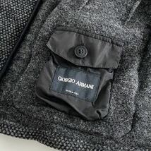 ◯ 11d23 GIORGIO ARMANI ジョルジオアルマーニ MAN JACKET ウールジャケット 46 グレー ブラック ベロア イタリア製_画像6