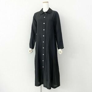 ◯71e14 90s tricot COMME des GARCONS トリコ コムデギャルソン 長袖ワンピース シャツワンピース TO-040160 ブラック キュプラ100 AD1995