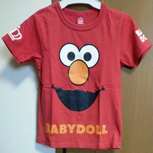 ベビドxセサミストリート☆エルモ　半袖Tシャツ赤レッド　140/ベビードールBABYDOLL バックプリント 王冠ロゴ　USJ