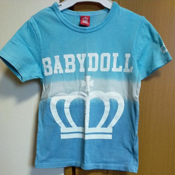 ベビド☆王冠ロゴ　グラデーション半袖Tシャツ　水色x青 140 べビードール　BABYDOLL 色違い140緑別出品中　お揃い可能