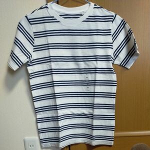 【新品未使用】150cm　ボーダー　半袖Tシャツ 紺ネイビーx白ホワイト　シンプル　男女兼用　 ユニクロ　[カテゴリ変更可能]