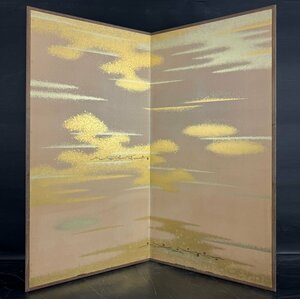 [ folding screen shop ]224i. sand . two sheets . folding screen height approximately 152cm gold sand . water shop folding screen tea utensils partitioning screen one's way folding screen partition 