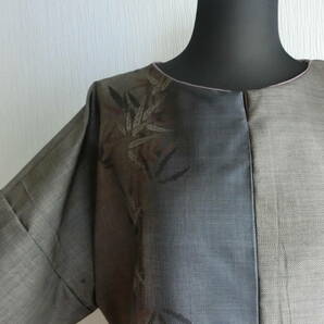 NO４１ 着物リメイク 正絹大島紬のロングチュニック ひも付き サイズゆったり大きめ 送料無料 ハンドメイドの画像3