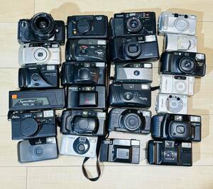 1 jpy ~ set sale compact camera total 25 pcs Canon,Nikon,FUJIFILM,OLYMPUS,Konica,CHINON,minolta etc. camera summarize 