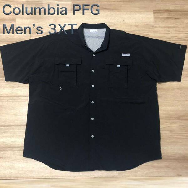 【送料無料】Columbia PFG半袖シャツ黒　メンズ3XTサイズ　コロンビアアウトドアフィッシングシャツ登山