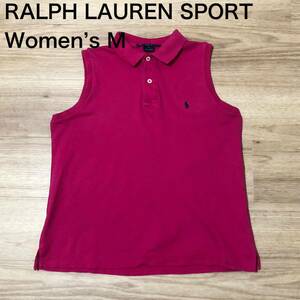 【送料無料】RALPH LAUREN SPORTノースリーブポロシャツ　ピンク　レディースMサイズ　ラルフローレンスポーツ半袖なし