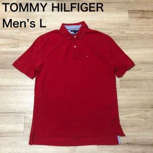 【送料無料】TOMMY HILFIGER半袖ポロシャツ 赤　メンズLサイズ　トミーヒルフィガー