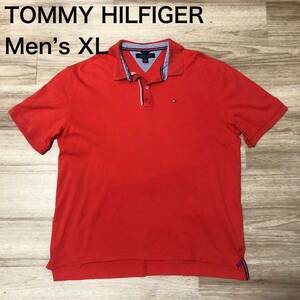 【送料無料】TOMMY HILFIGER半袖ポロシャツ 赤オレンジ　メンズXLサイズ　トミーヒルフィガー