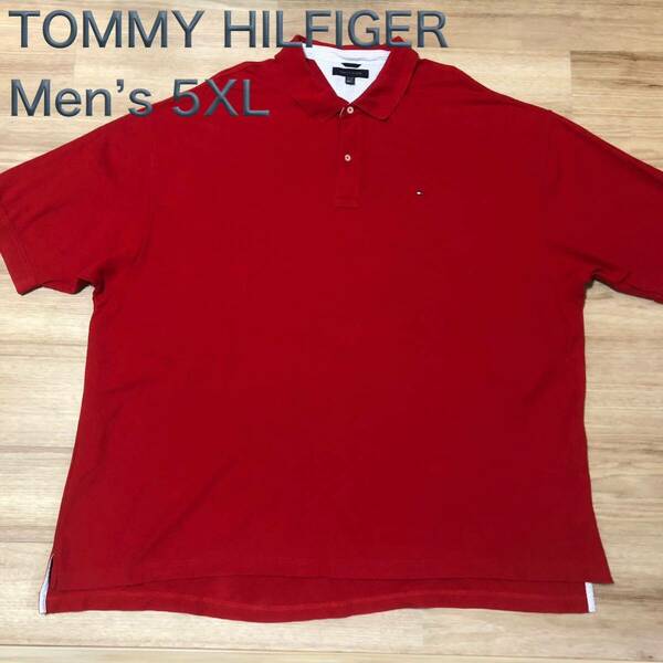 【送料無料】TOMMY HILFIGER半袖ポロシャツ 赤　メンズ5XLサイズ　トミーヒルフィガー大きいビッグサイズ