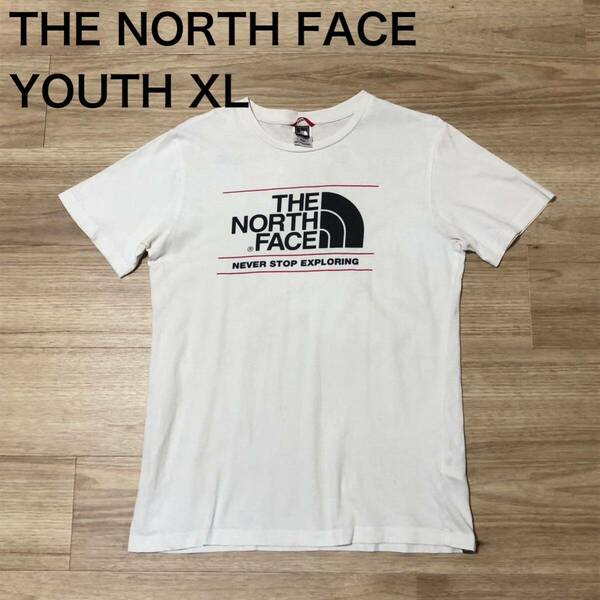 【送料無料】やや難ありTHE NORTH FACE半袖Tシャツ白　メンズSサイズ相当（ユースXL）ザノースフェイスアウトドア登山