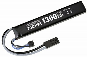 電動ガン用リポバッテリー 充電池 Noir LiPo 7.4V 1300mAh ストックイン スティックタイプ　ネコポス送料無料