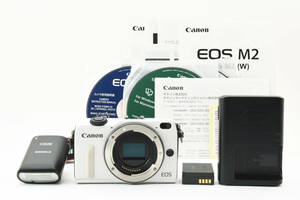 美品 Canon EOS M2 18.0MP ミラーレス 一眼 デジタルカメラ ホワイトボディ キヤノン フラッシュ付き 779