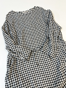 ICHI Antiquite's　イチアンティークス　ワンピース　LINEN GINGHAM DRESS　黒